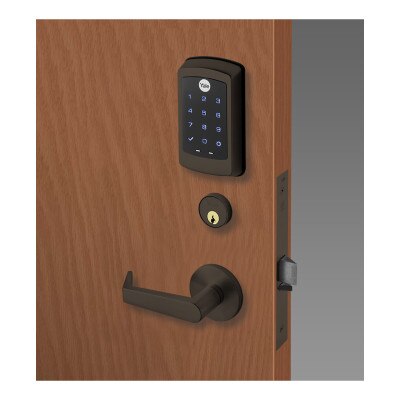Yale nexTouch Mortise Lock Z-Wave Plus v2 Touchscreen Cylinder Override, Augusta Lever, Dark Oxidized Satin Bronze